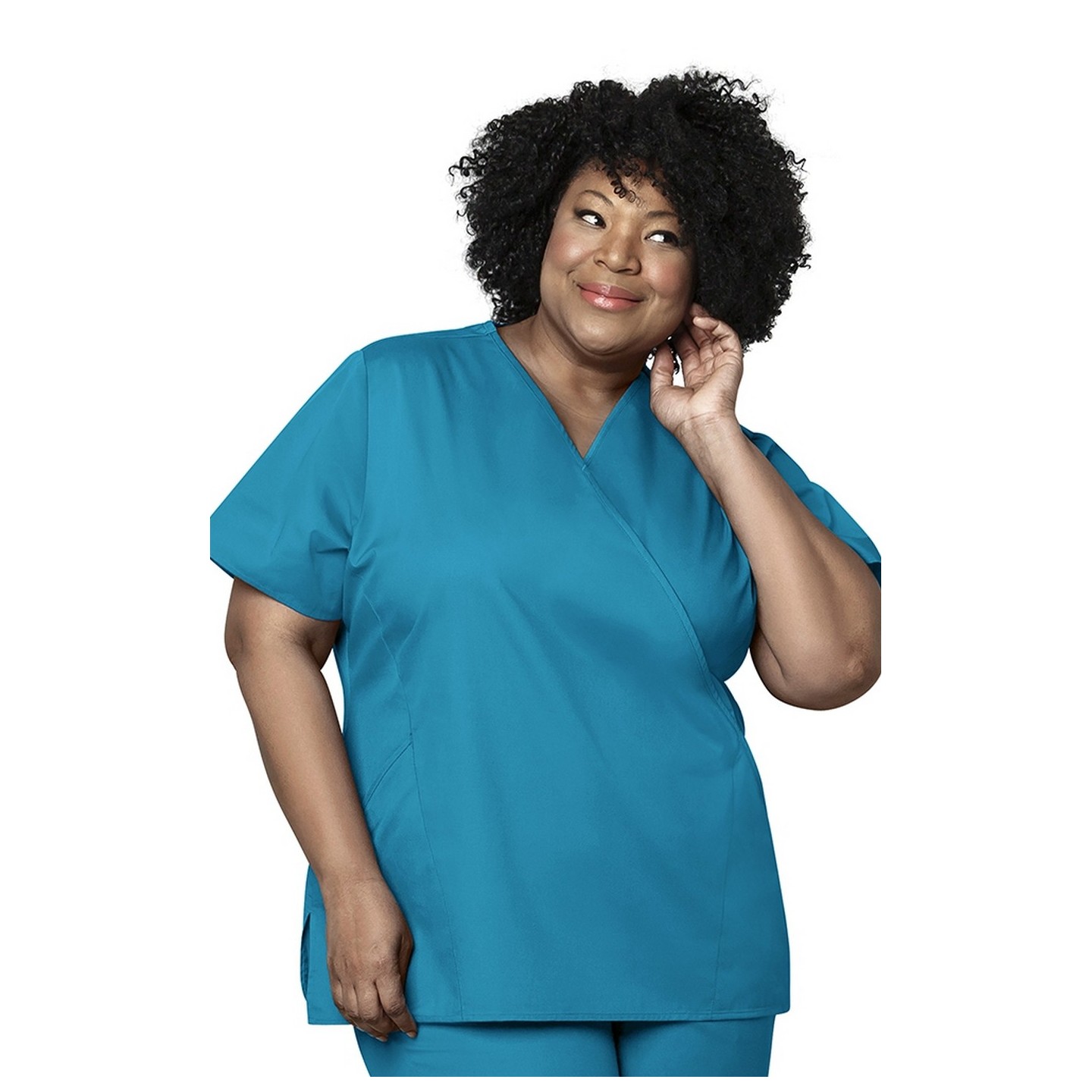 102 WonderWork Mock Wrap Scrub Top