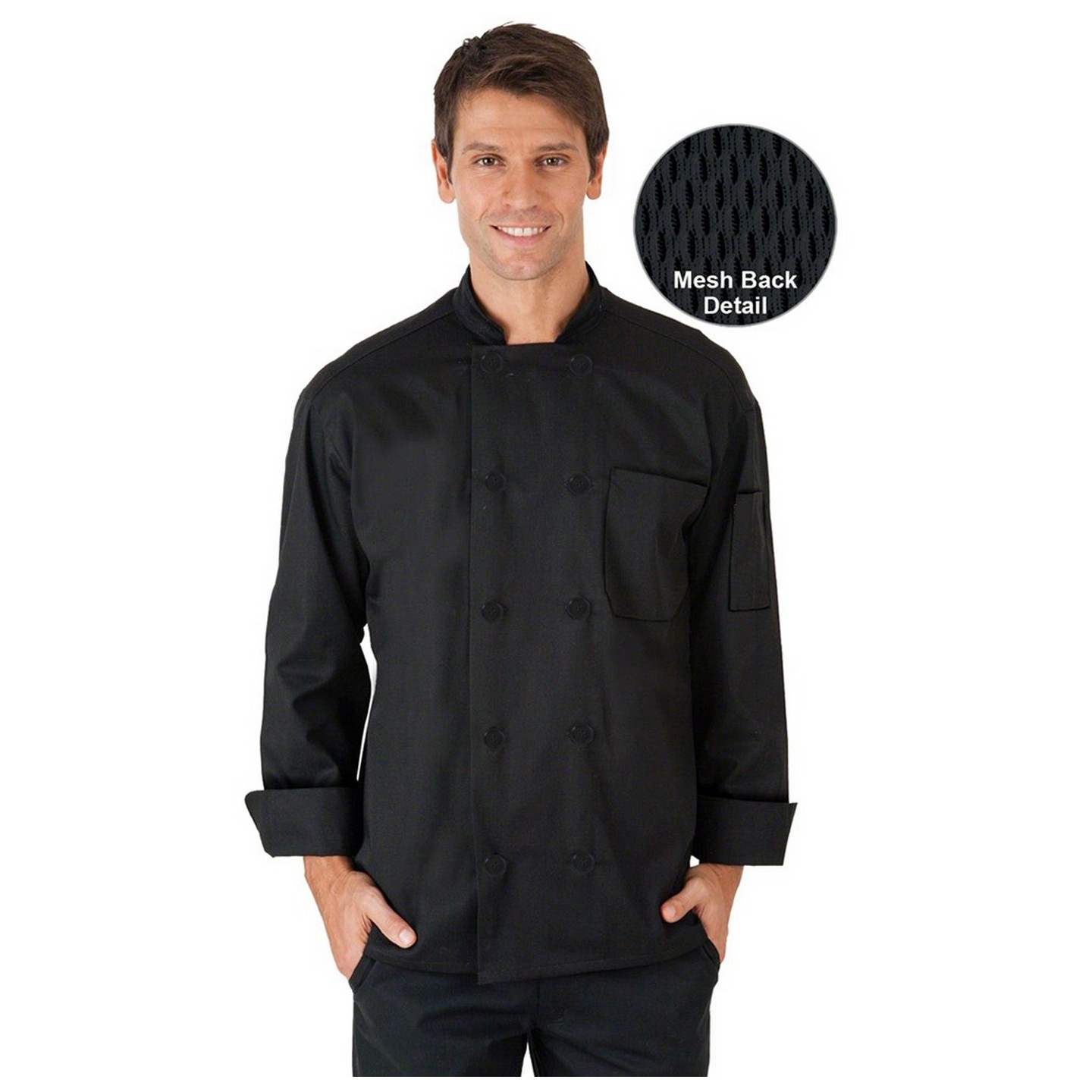 CC650 MOBB Manteau de chef à manches longues unisexe avec dos en filet pour évacuer l'humidité