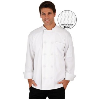 CC650 MOBB Manteau de chef à manches longues unisexe avec dos en filet pour évacuer l'humidité