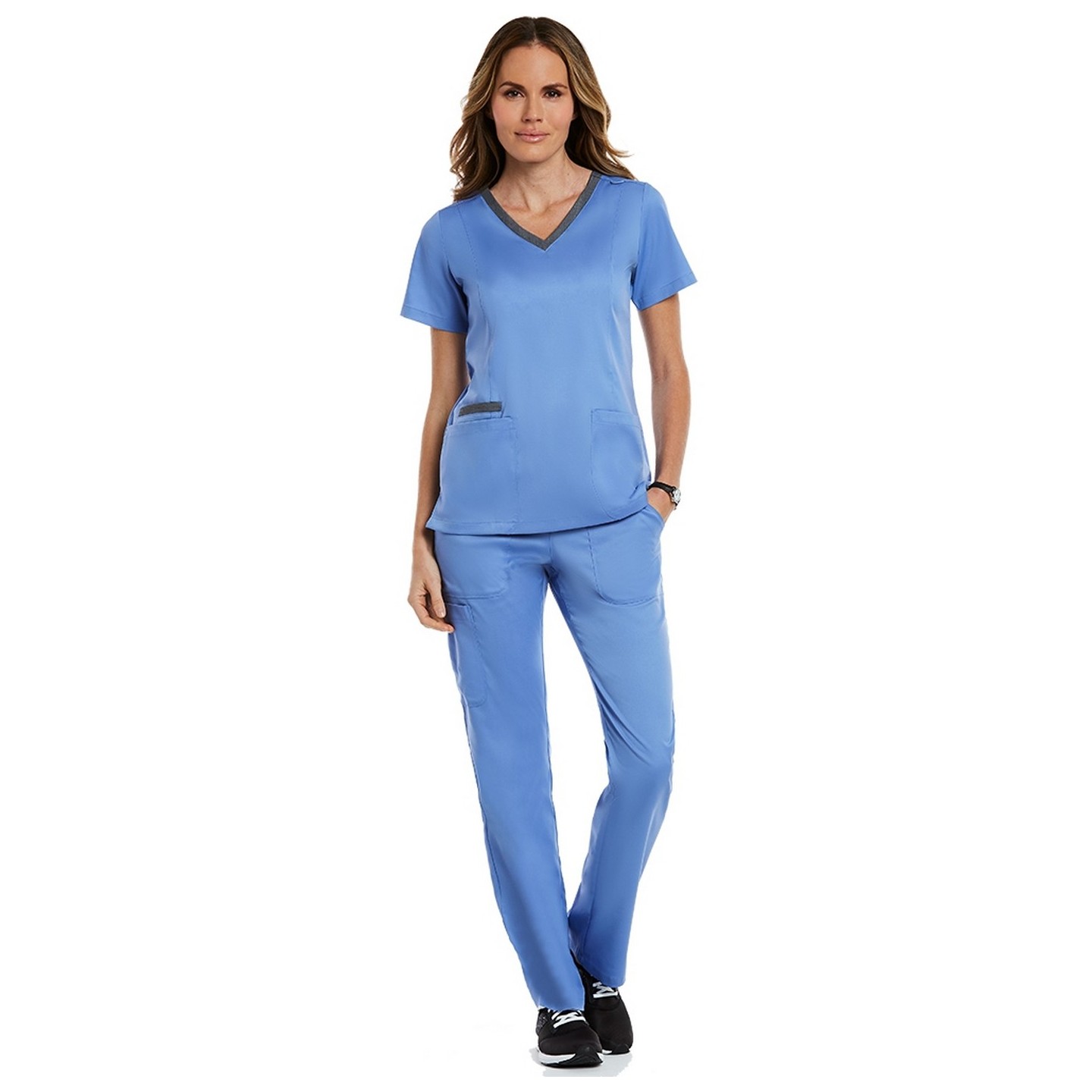 3502 Matrix Both Side Contrast V-Neck Top - Maevn