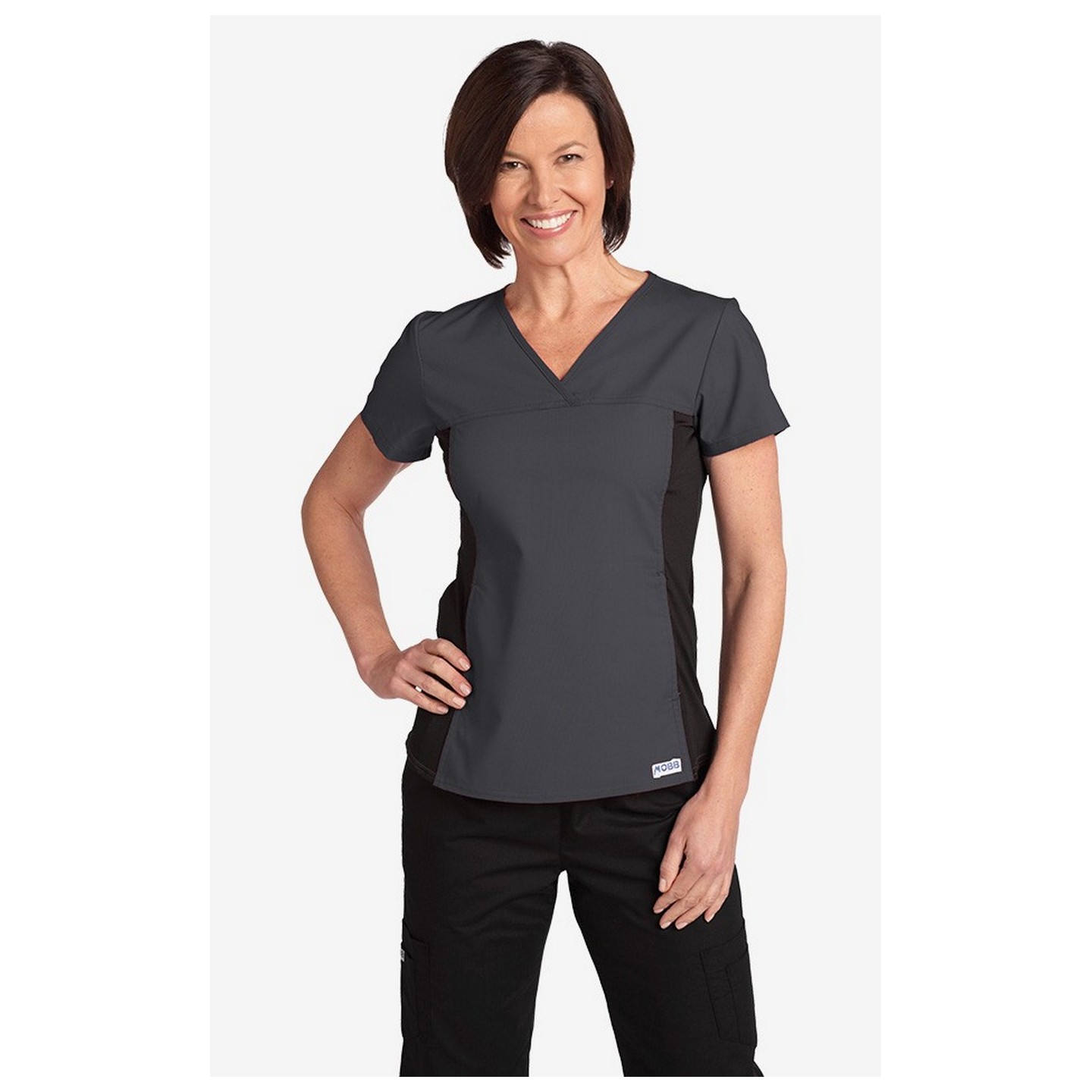 Flexi V-Neck Scrub Top par MOBB - Charcoal (CC)
