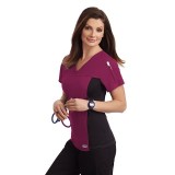 324T Flexi V-encolure haut d’uniforme par MOBB  - Burgundy (BU)