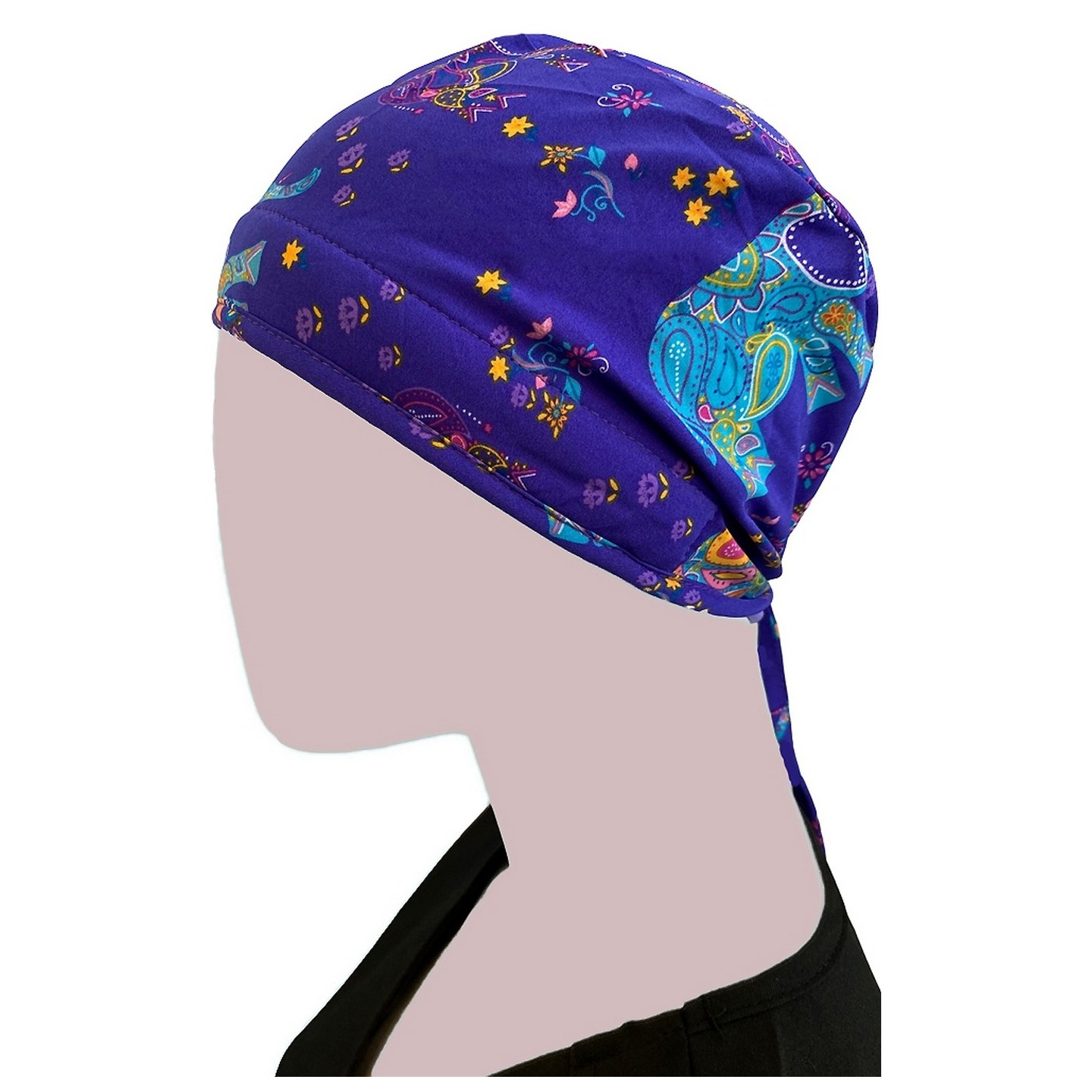 GTCP Zinnia Stretch Unisex Scrub Caps - Print: Boho Elephants