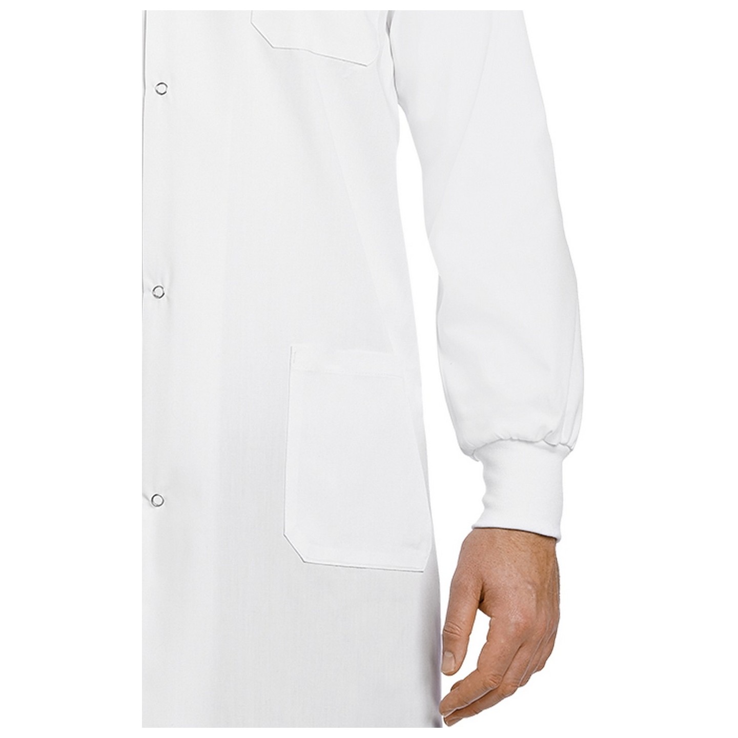 AVLC02 Blouse de laboratoire unisexe pleine longueur de 42 po avec bouton-pression et poignets en tricot - Vue pour hommes