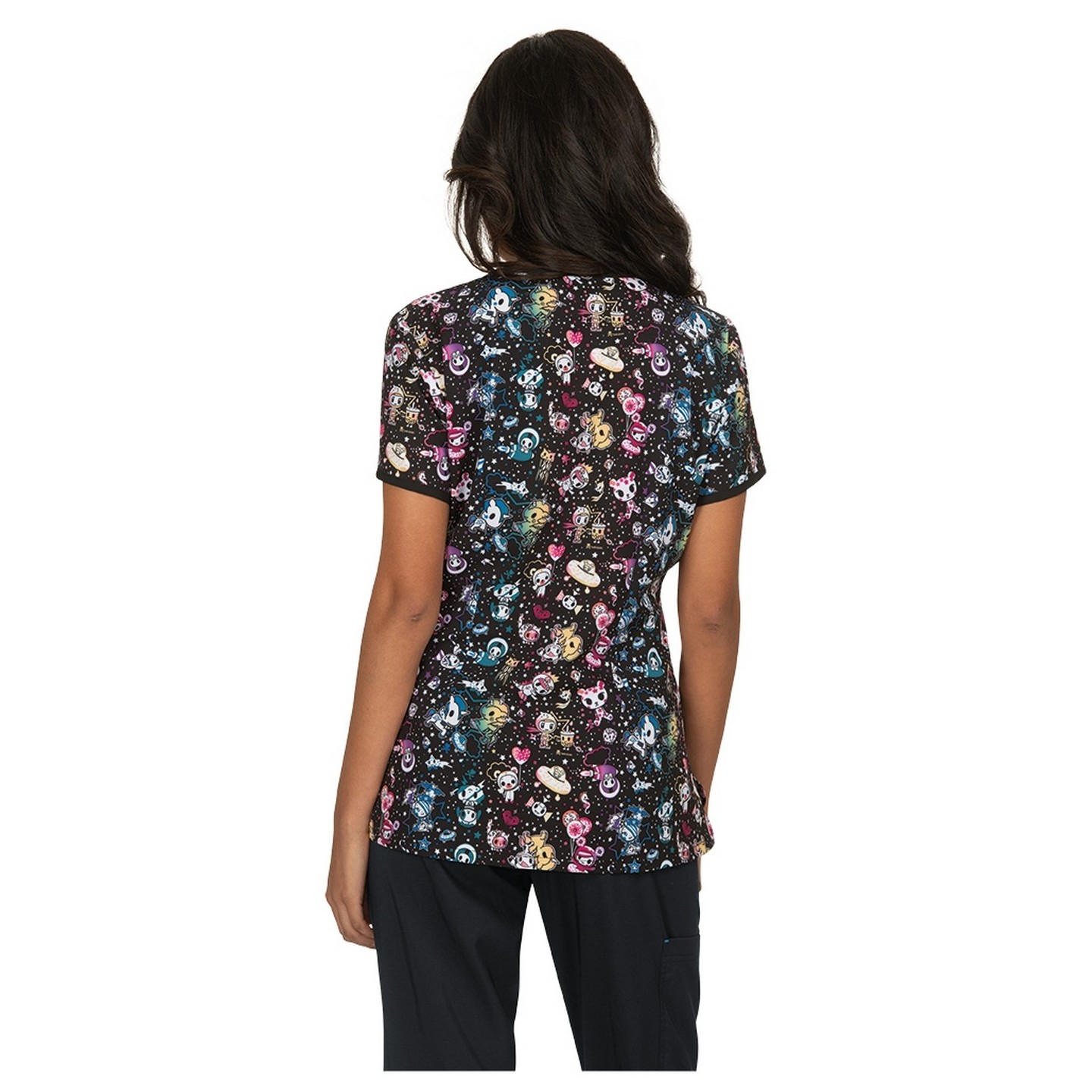 1017TKD Koi Tokidoki Galactic Dreams Y-Neck Print Scrub Top