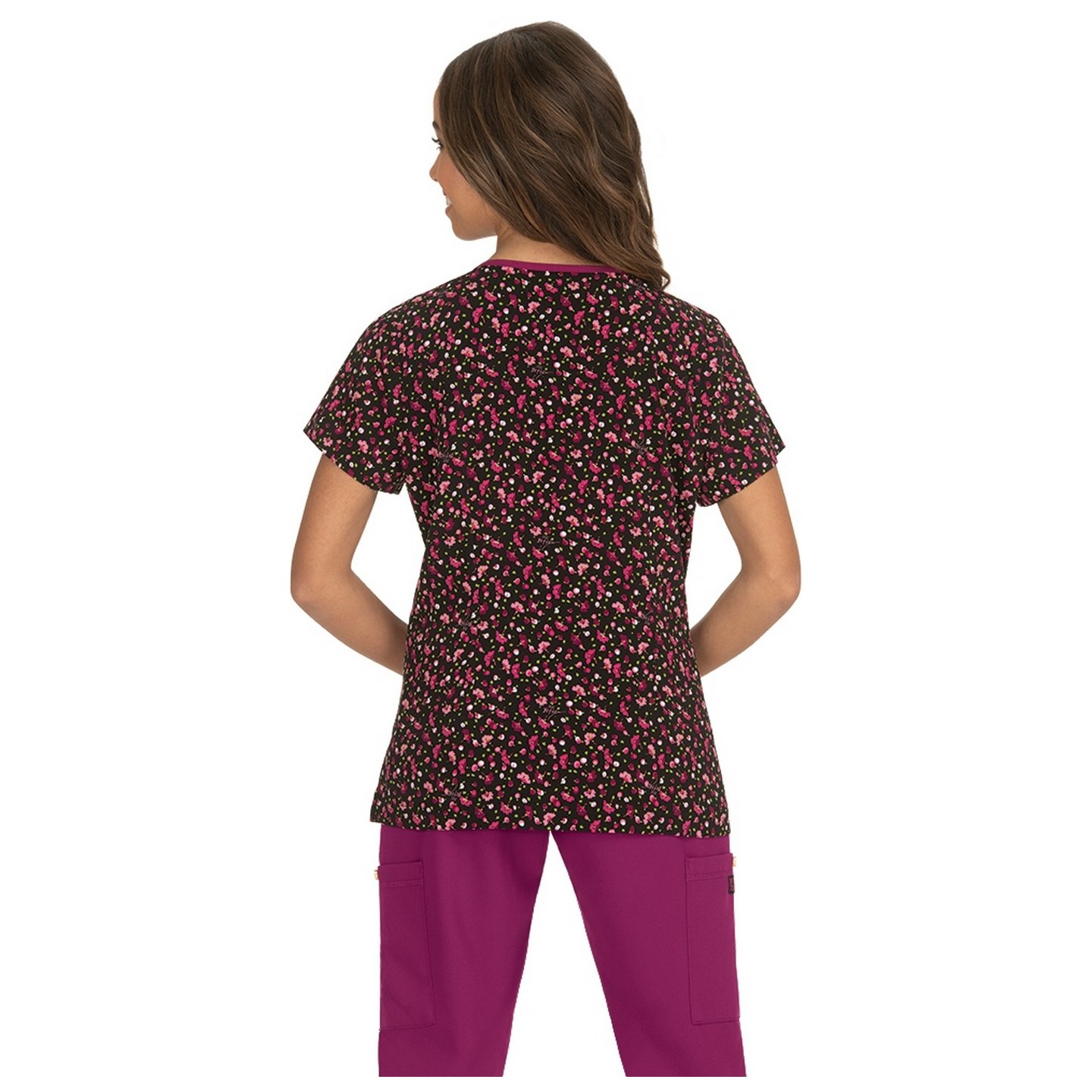*FINAL SALE B100PR Koi Rose Top - Ditsey Floral Raspberry