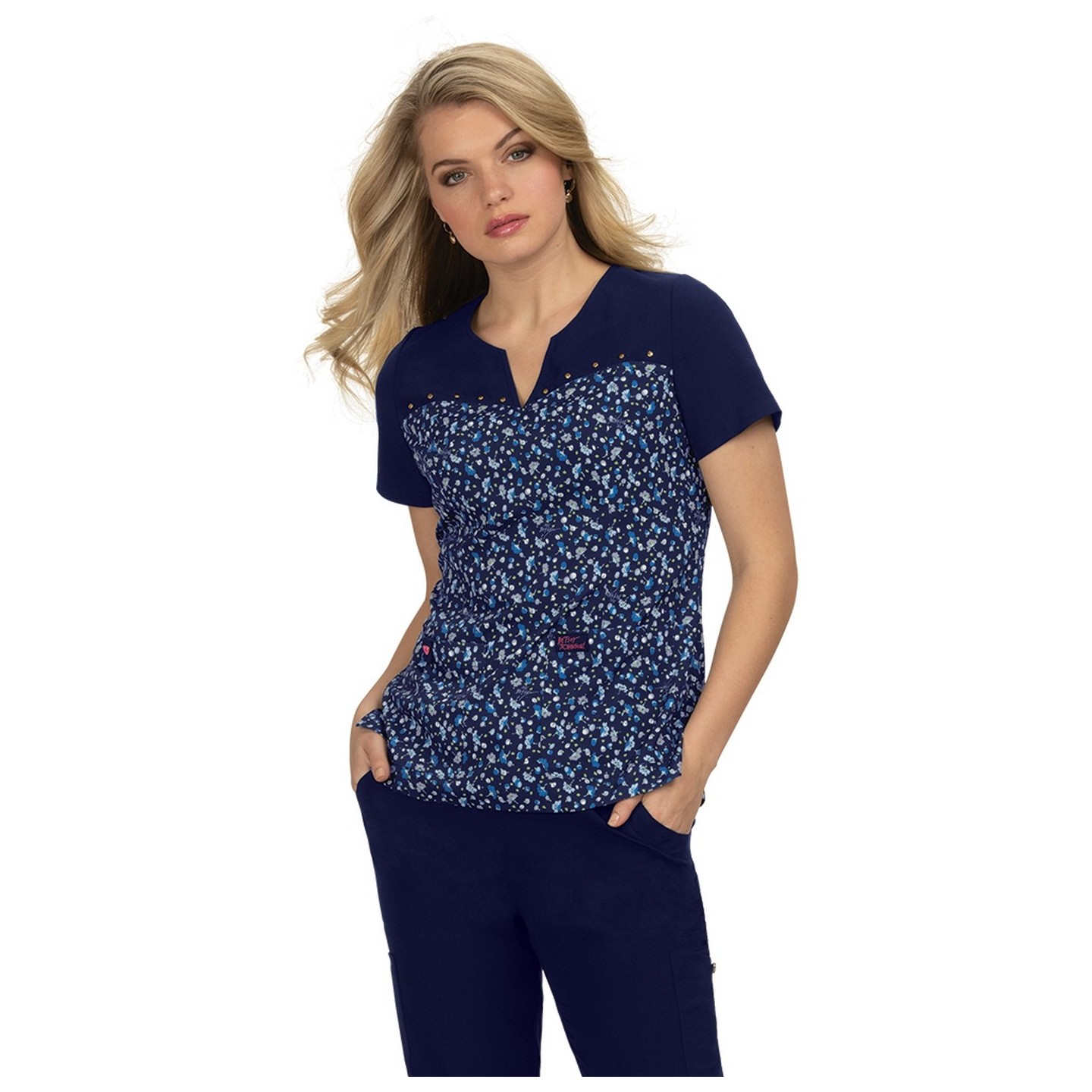 *FINAL SALE B108PR koi Dandelion Top - Ditsy Floral Blue
