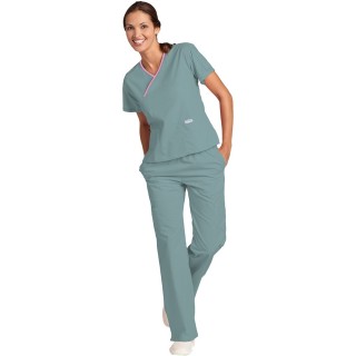 *FINAL SALE MOBB 323/312 Lagoon/Pink Two Piece Criss Cross Flip Flap Scrub Set