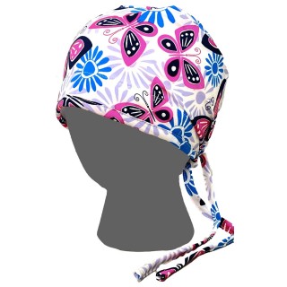 GTCP Zinnia Stretch Unisex Scrub Caps - Print: Butterfly Floral Stamp