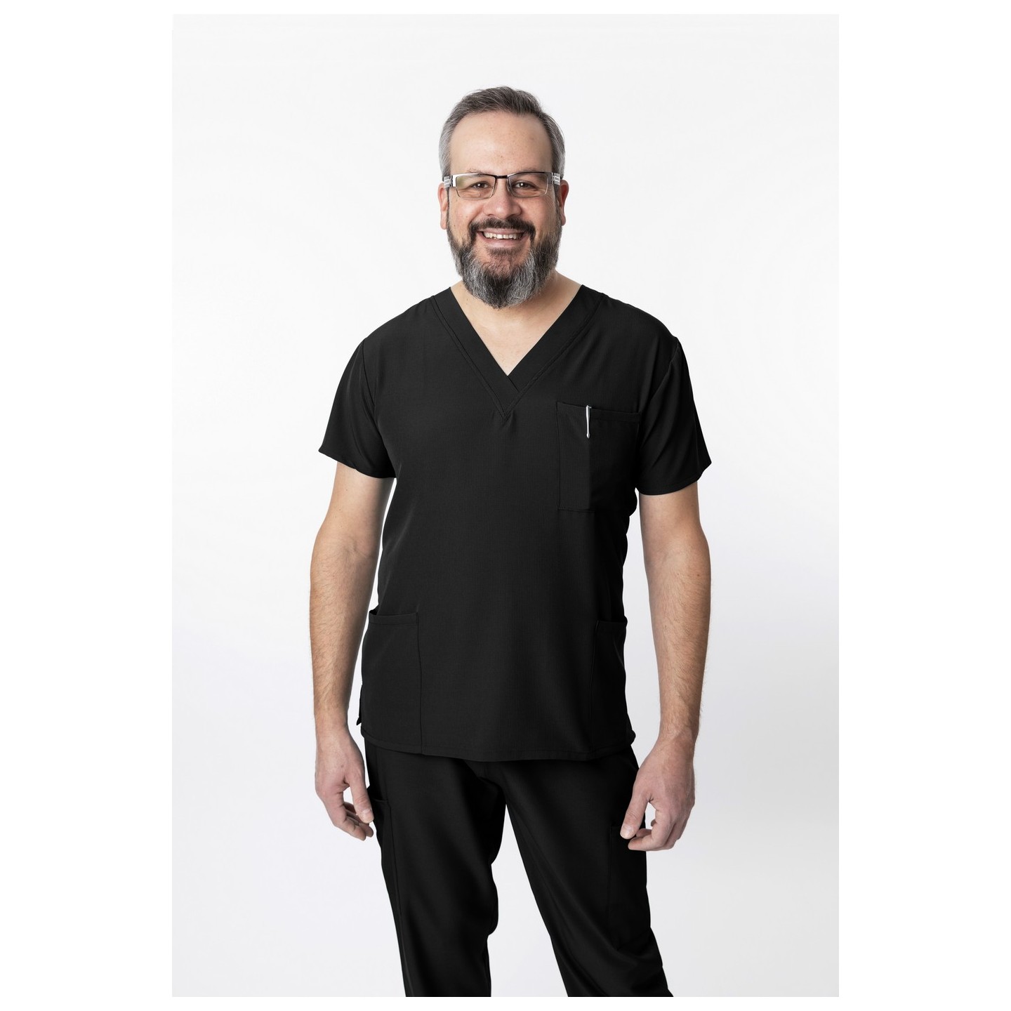 1202 4Flex Unisex V-Neck Scrub Top by Greentown (Men's View)