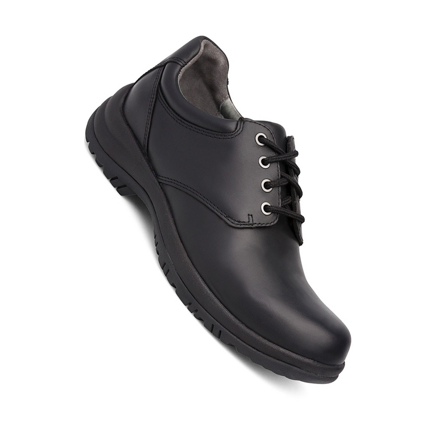 Men's Walker Lace-Up in Black Smooth Leather