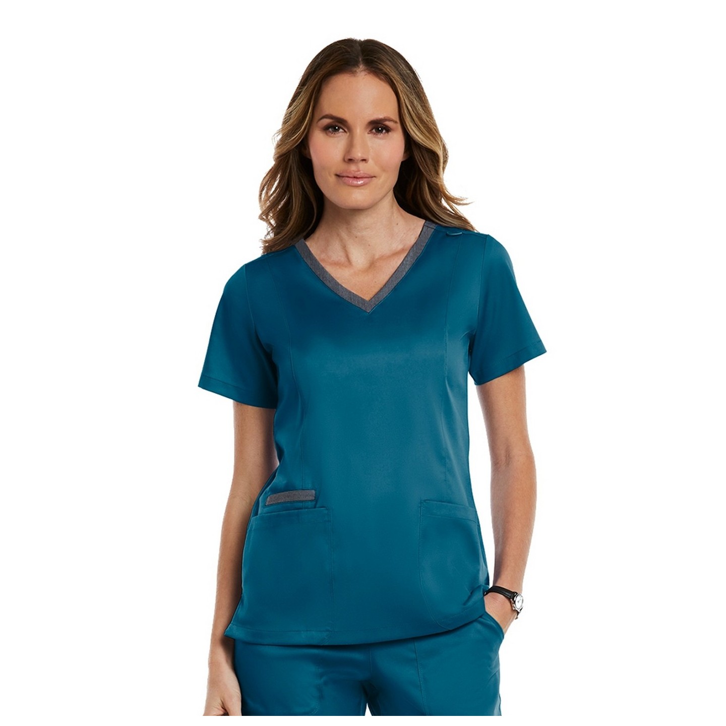 3502 Matrix Both Side Contrast V-Neck Top - Maevn
