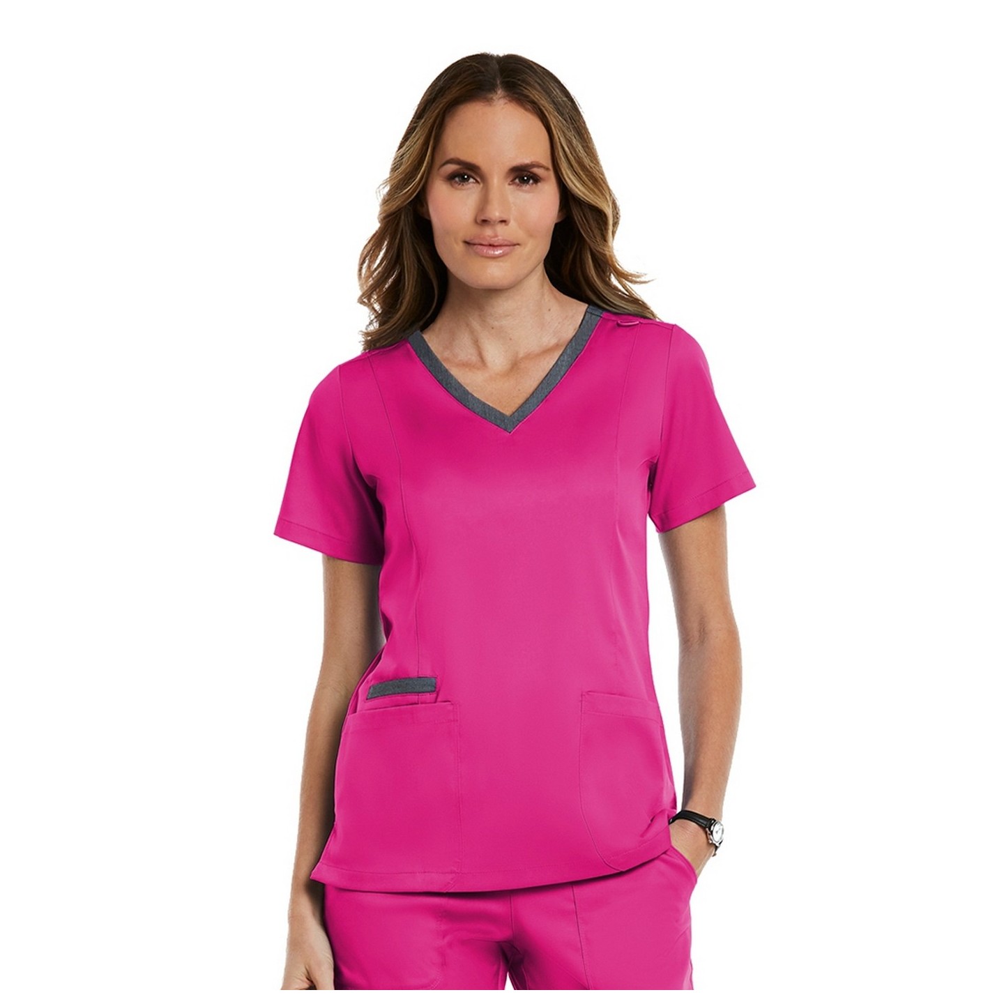 3502 Matrix Both Side Contrast V-Neck Top - Maevn