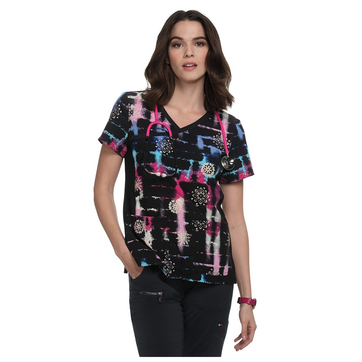 385PR koi Raquel Print Top - Tie Dye Snowflake