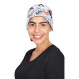 *FINAL SALE 1002PRT Healing Hands Sloan Halloween Black Bouffant Print Scrub Cap