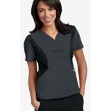 Actif Flexi V-Neck Scrub Top par MOBB - Charcoal/Black (CC-BL)