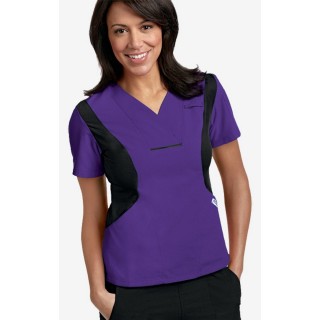 Active Flexi V-Neck Scrub Top by MOBB - Eggplant/Black (EG-BL)