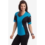 Ultra Flexi Scrub Top by MOBB - Aqua/Black (AQ-BL)