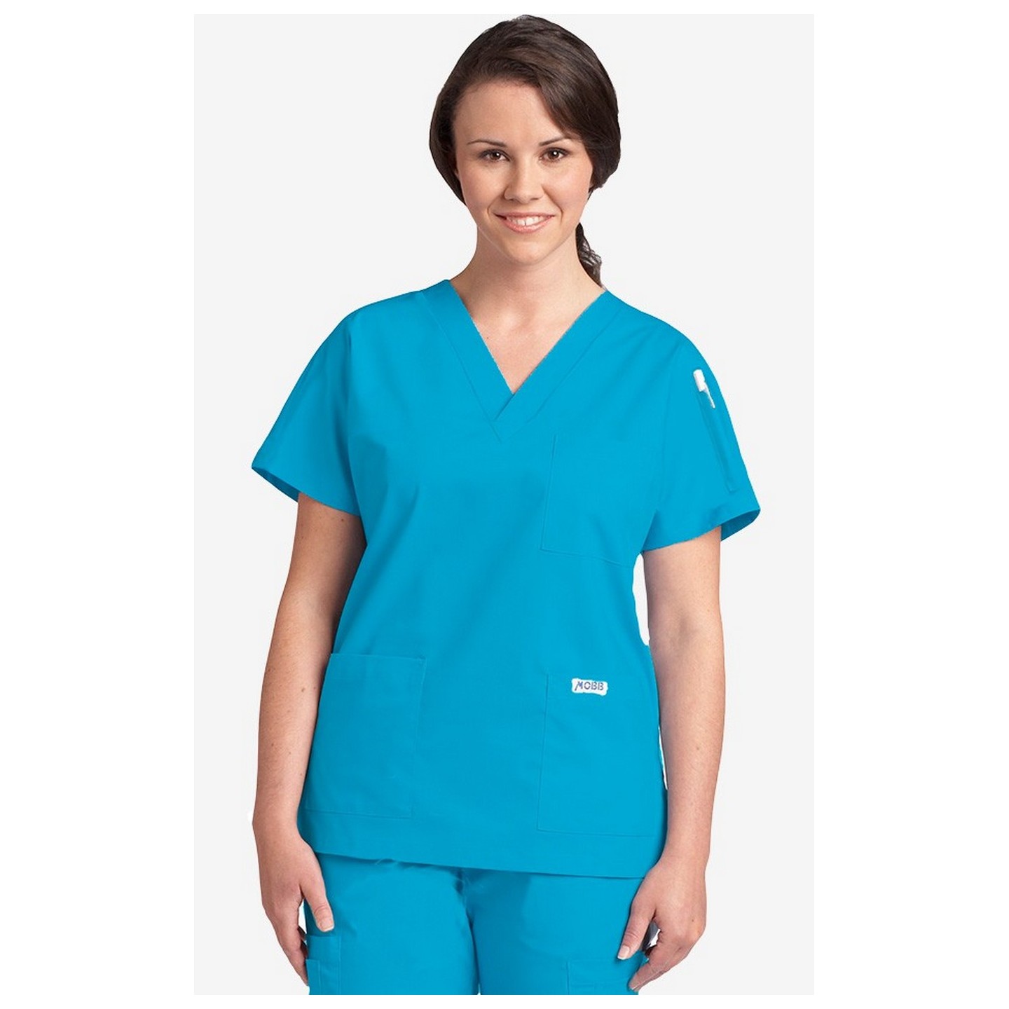 MOBB Classic 3 Pocket Scrub Top - Aqua (AQ)