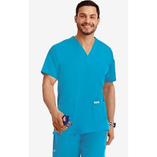 MOBB Classic Unisex 3 Pocket Scrub Top (Men's View) - Aqua (AQ