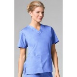 1016 Maevn CORE - 2 Pocket V-Neck Top - Ceil Blue
