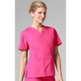 1016 Maevn CORE - 2 Pocket V-Neck Top - Hot Pink