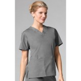 1016 Maevn CORE - 2 Pocket V-Neck Top - Pewter
