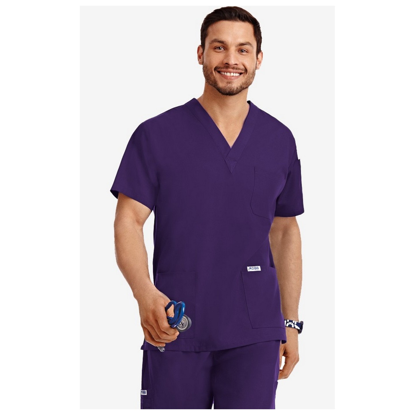 MOBB classique unisexe 3 Pocket Scrub Top (La vue de l'Homme) - Eggplant (EG)