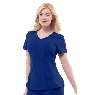 2172 Purple Label Junior Fit by Healing Hands Women's Jordan Mock Wrap Solid Scrub Top