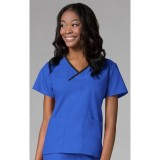 1026 Maevn CORE - Y-Neck Mock Wrap Top - Royal/Black