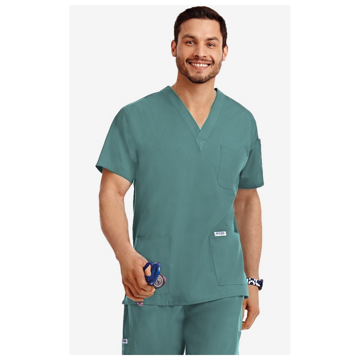 MOBB Classic Unisex 3 Pocket Scrub Top (Men's View) - Lagoon (LA)