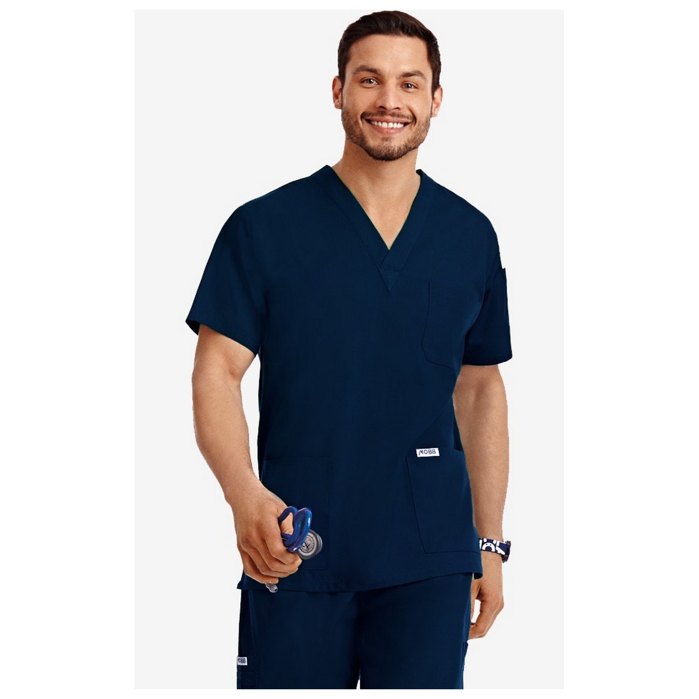 MOBB Classic Unisex 3 Pocket Scrub Top (Men's View) - Navy (NN)