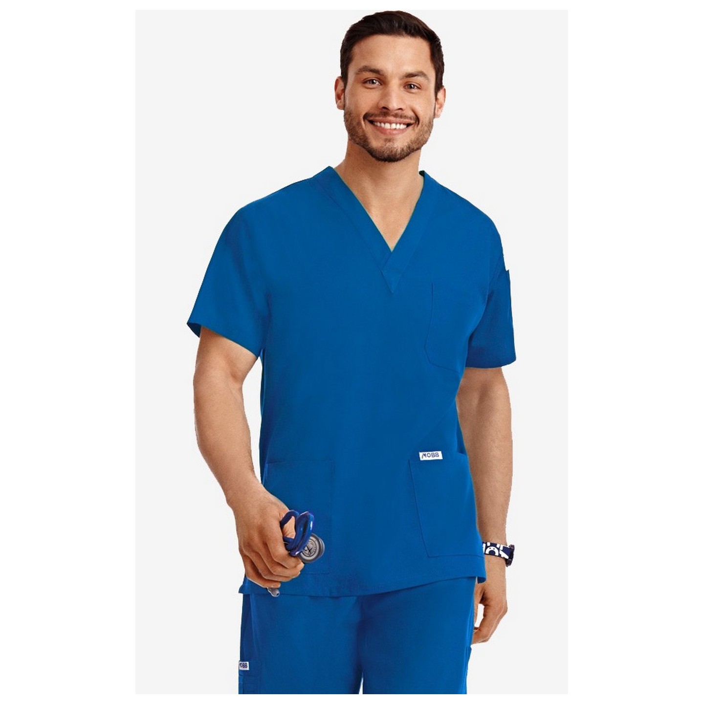 MOBB Classic Unisex 3 Pocket Scrub Top (Men's View) - Royal Blue (RO)