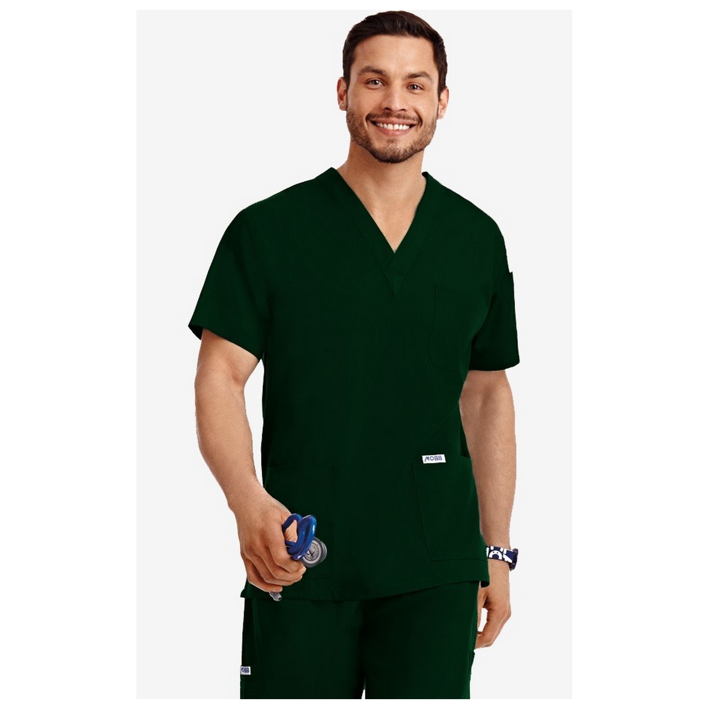 MOBB Classic Unisex 3 Pocket Scrub Top (Men's View) - Spruce (SP)