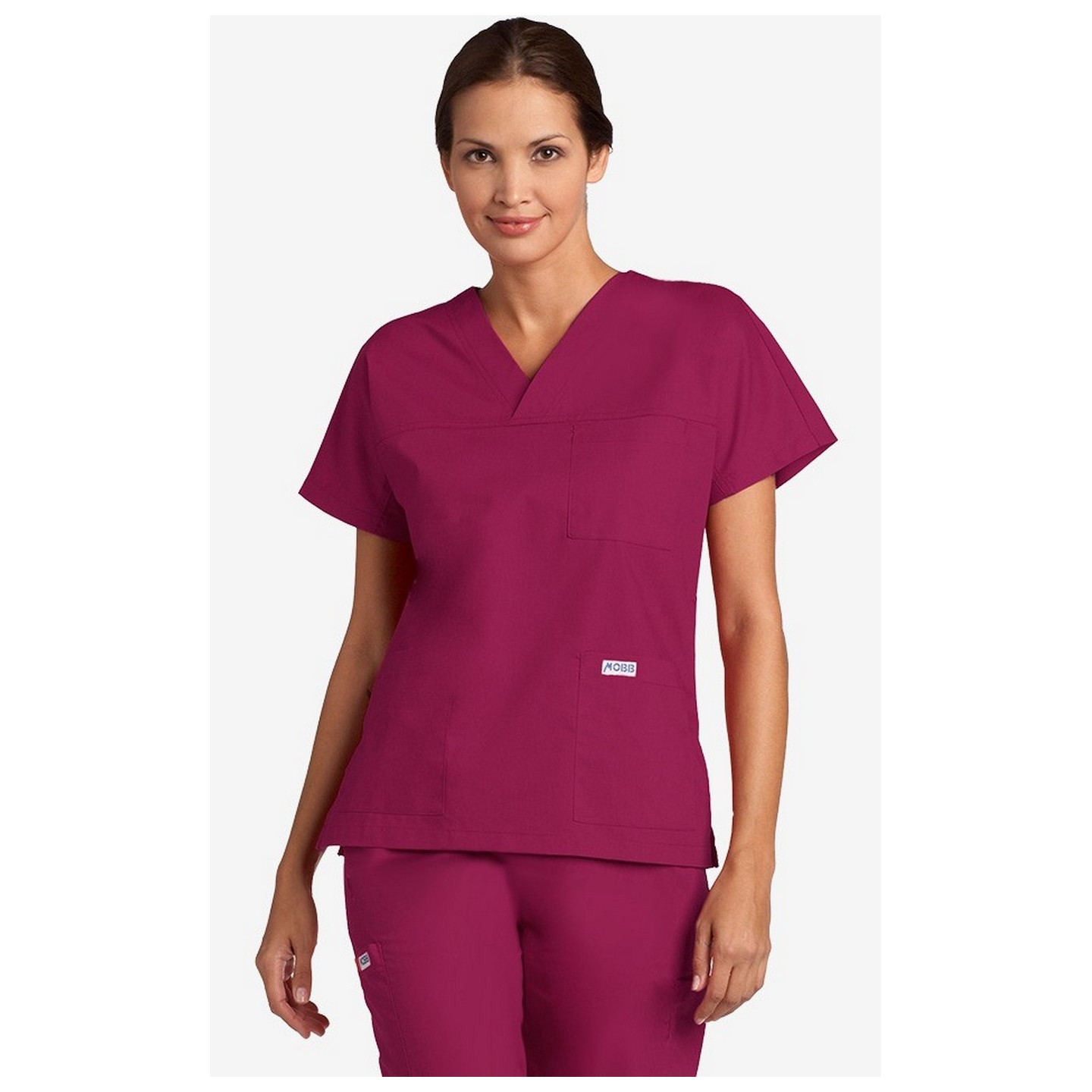 V-Neck Three Pocket Dolman Sleeve MOBB Scrub Top - Burgundy (BU)