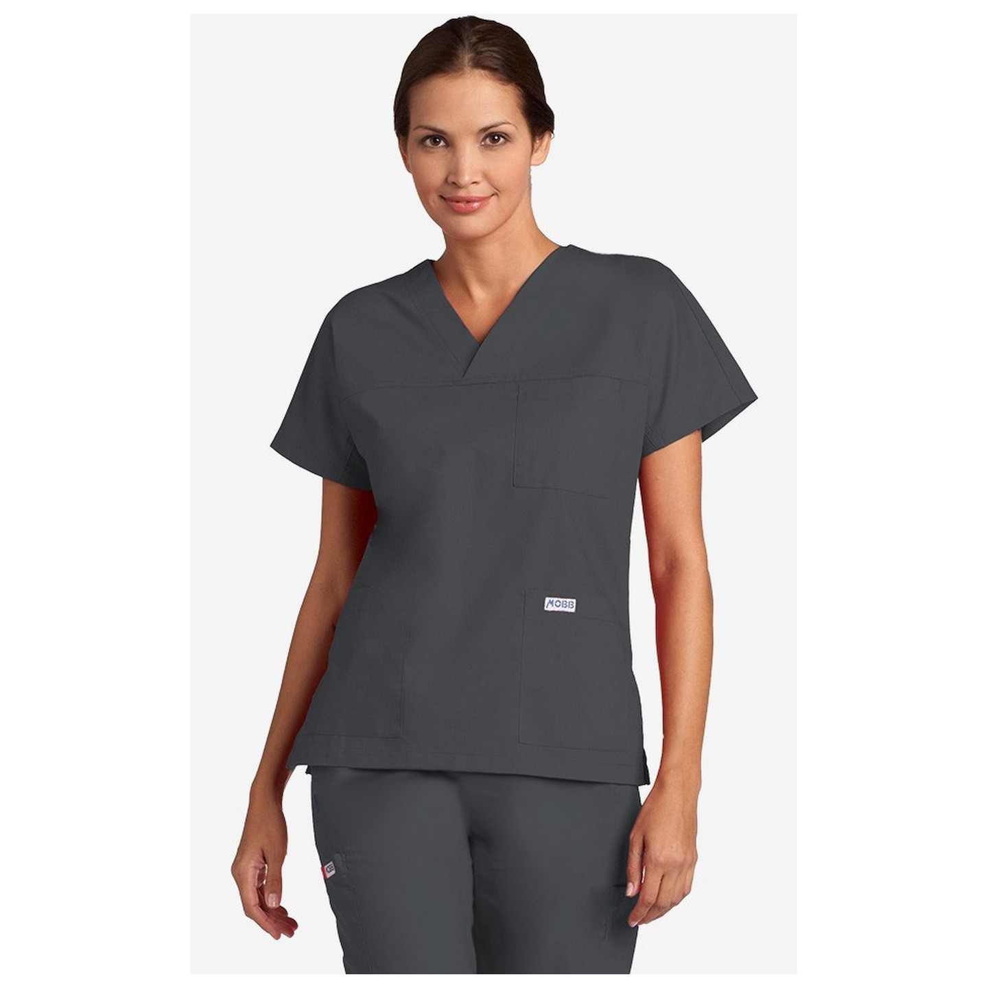 V-Neck Three Pocket Dolman Sleeve MOBB Scrub Top - Charcoal (CC)