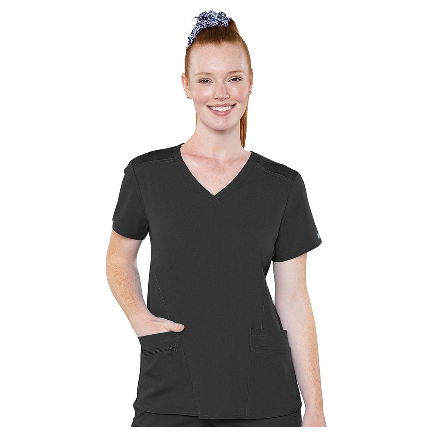 7459 Med Couture Performance Touch V-NECK SHIRTTAIL TOP