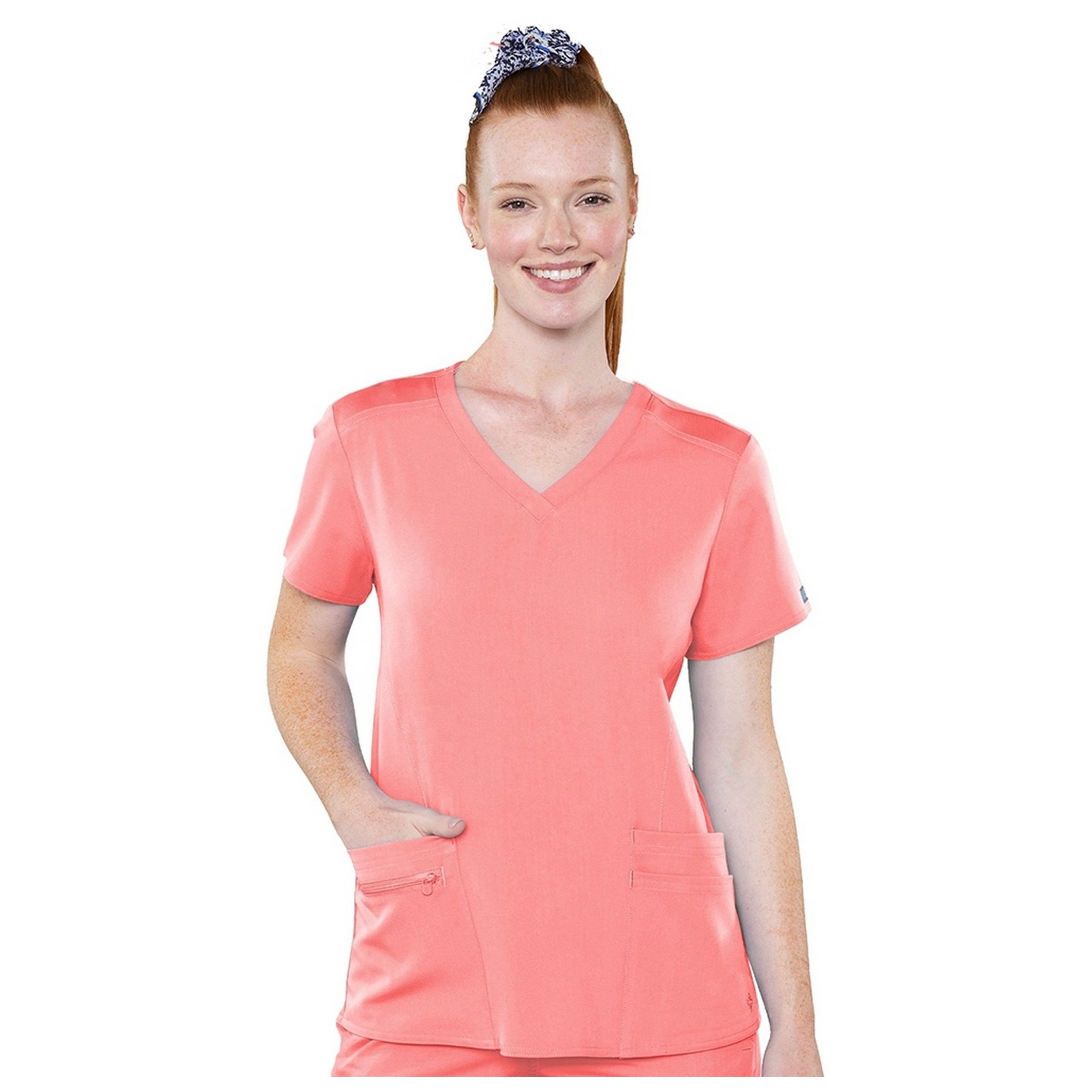 7459 Med Couture Performance Touch V-NECK SHIRTTAIL TOP