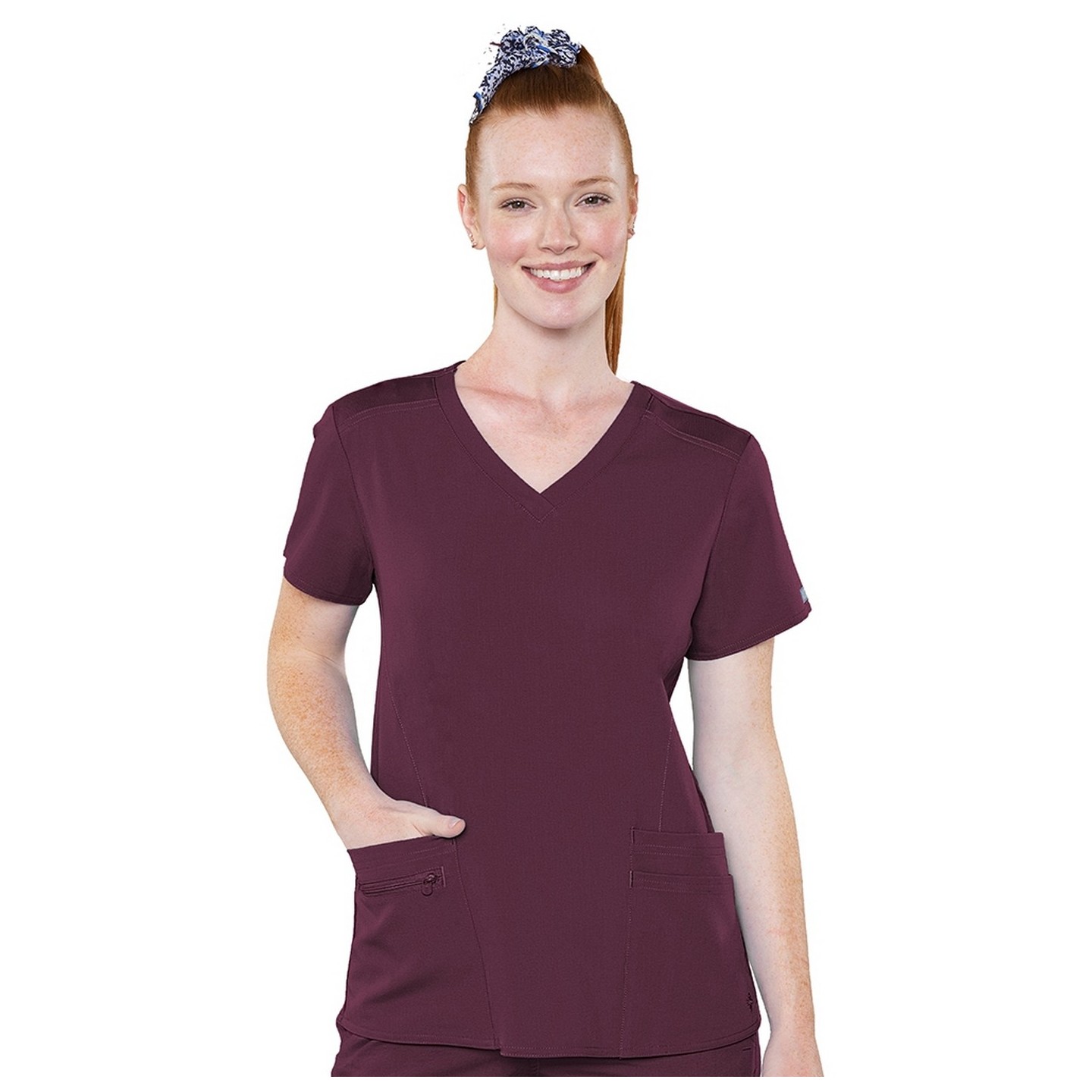 7459 Med Couture Performance Touch V-NECK SHIRTTAIL TOP
