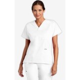 V-Neck Three Pocket Dolman Sleeve MOBB Scrub Top - White (WH)