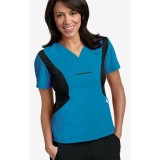 Actif Flexi V-Neck Scrub Top par MOBB - Aqua/Black (AQ-BL)