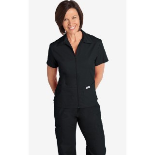 Zipper Front Top With Collar by MOBB - Black (BL)