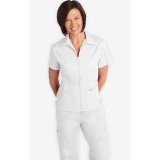 Zipper Front Top With Collar by MOBB - White (WH)