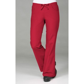 9026 Maevn CORE - Half Back Elastic & Drawstring Flare Pant - Red