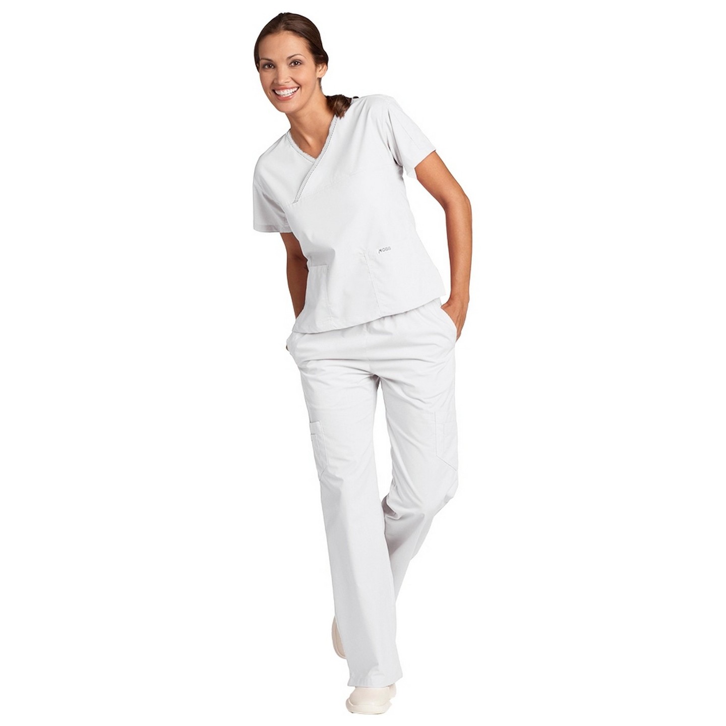 *FINAL SALE MOBB 323/312 White/White Two Piece Criss Cross Flip Flap Scrub Set