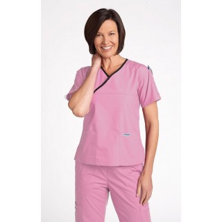 *FINAL SALE MOBB 323/312 Bubble Gum/Black Two Piece Criss Cross Flip Flap Scrub Set