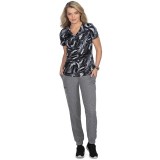 384PR koi Basics Leslie Print Top - Heather Grey Platinum All Over Marble