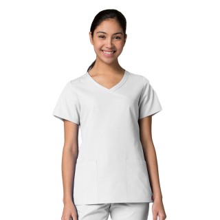 1726 Red Panda - Women's Curved Mock Wrap Top