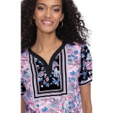 1055PR koi Stretch Luisa Print Top - Enchanted Garden