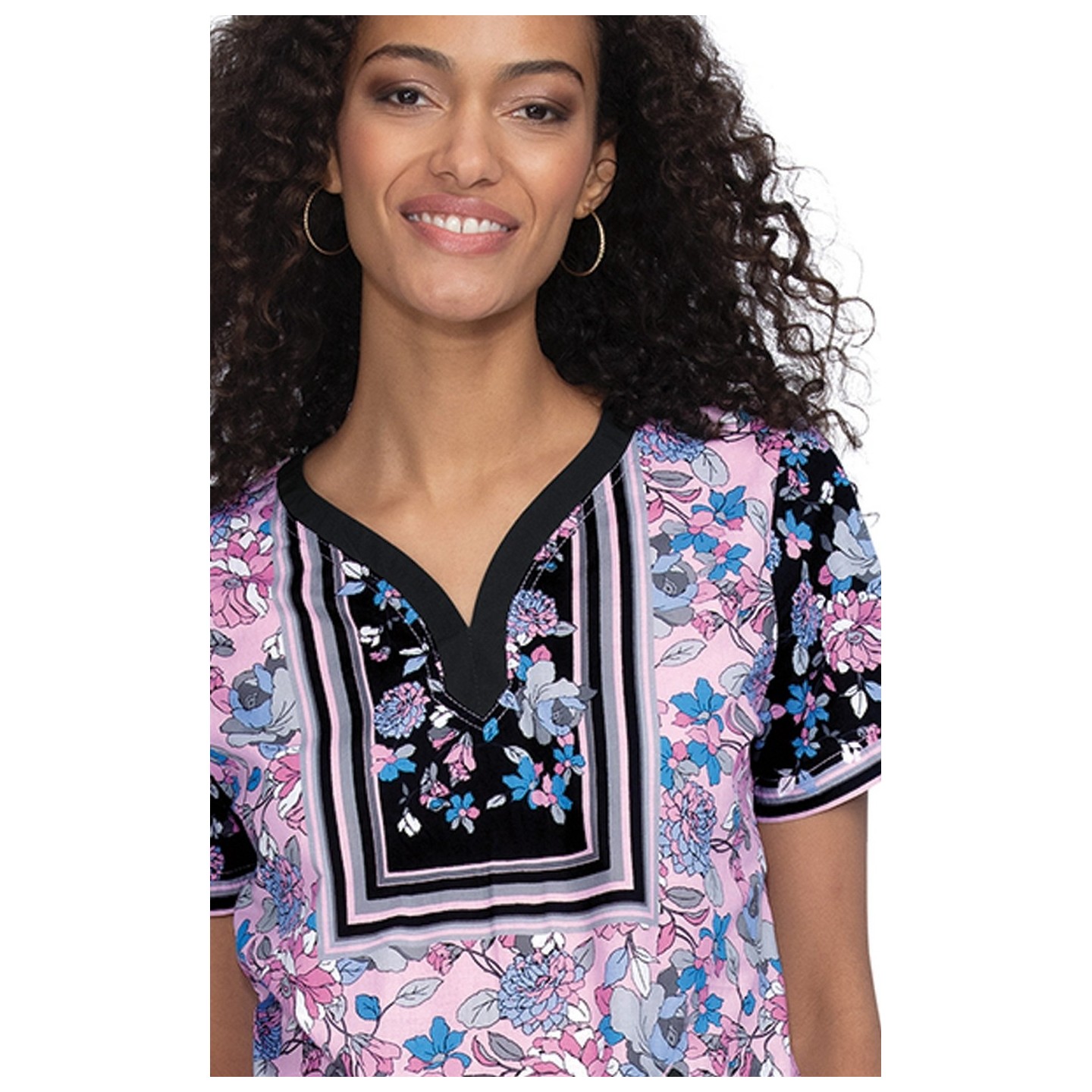 1055PR koi Stretch Luisa Print Top - Enchanted Garden